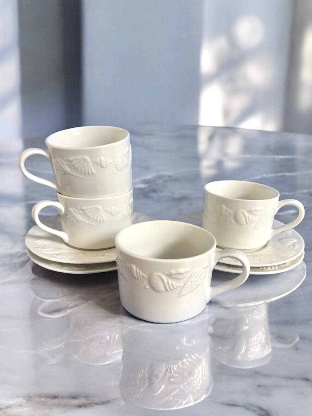 Lynn’s China Seashore Cup and Saucer Set — 4 Plates 4 Cups